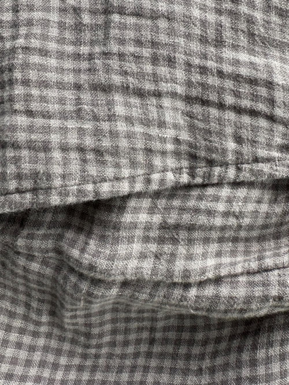 Eileen Fisher Puckered Organic Checked Linen Drawstring Easy Fit, Ankle Pant MP - Picture 5 of 5